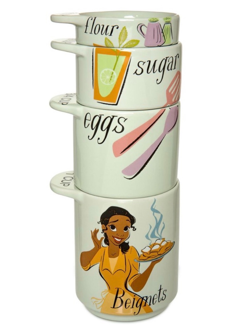 Disney Epcot Food & Wine 2022 Tiana Ceramic Stackable Measuring Cups
